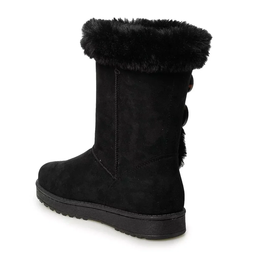 Black Faux-Fur Winter Boots, So Women's Abigail, Size 9.5, new‎ w box!